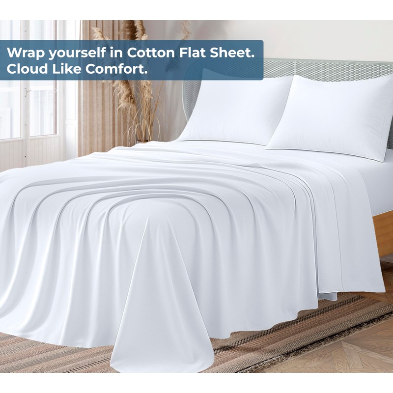Royale Linens 100% Cotton Flat Sheets Only - Full Size