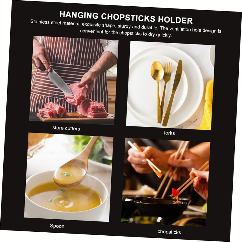 Ciieeo 1pc Hanging Chopstick Holder Stainless Steel Hooks Silverware Holder