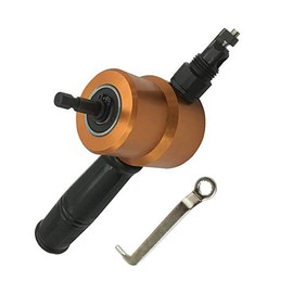 Sheet Metal Nibbler Cutter SENRISE Double Head Nibbler Cutter 360 Degree Adjustable Drill Attachment with Wrench for Repairing and Maintenance（Golden）