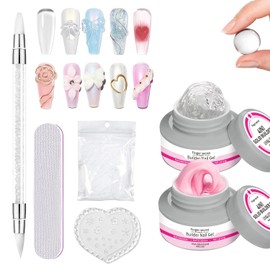 Solid Builder Gel for Nails,4OZ 120g Clear & Pink Hard Gel Builder Gel for Nails 3D Sculpting nail Gel Carving Gel Nail Extension Gel Nail Art Salon Home Non-Sticky Hand