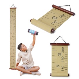 Growscroll Modern Kids Growth Chart for Wall - Unique Height Chart for Boys & Girls - Handcrafted Using Canvas & Hard Types of Wood - Makes A Great Collectible Or Family Heirloom - Khaki