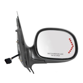 Fit System 61207F Passenger Side Mirror for Ford Expedition, Lincoln Navigator. LED Arrow Turn Signal, Black w/PTM Cover, Foldaway, Power