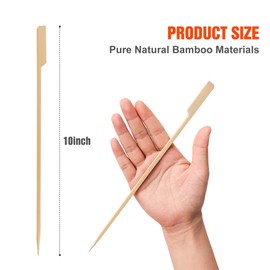 10 Inch (400 Pack) Natural Bamboo Skewers Wide Flat Paddle Bamboo Wood Picks for Grilling, Appetiser, Fruit, Cocktail, Kabob, Barbecue, Sausage