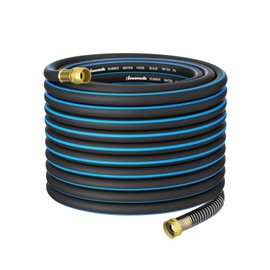 DEWENWILS 5/8" x 75FT Heavy Duty Garden Hose, 300psi Working & 1000psi Burst, Solid Brass 3/4" GHT Fittings, Hot/Cold Water, 5 Layer Construction, Rubber Water Hose for Yard, Garden, Lawn