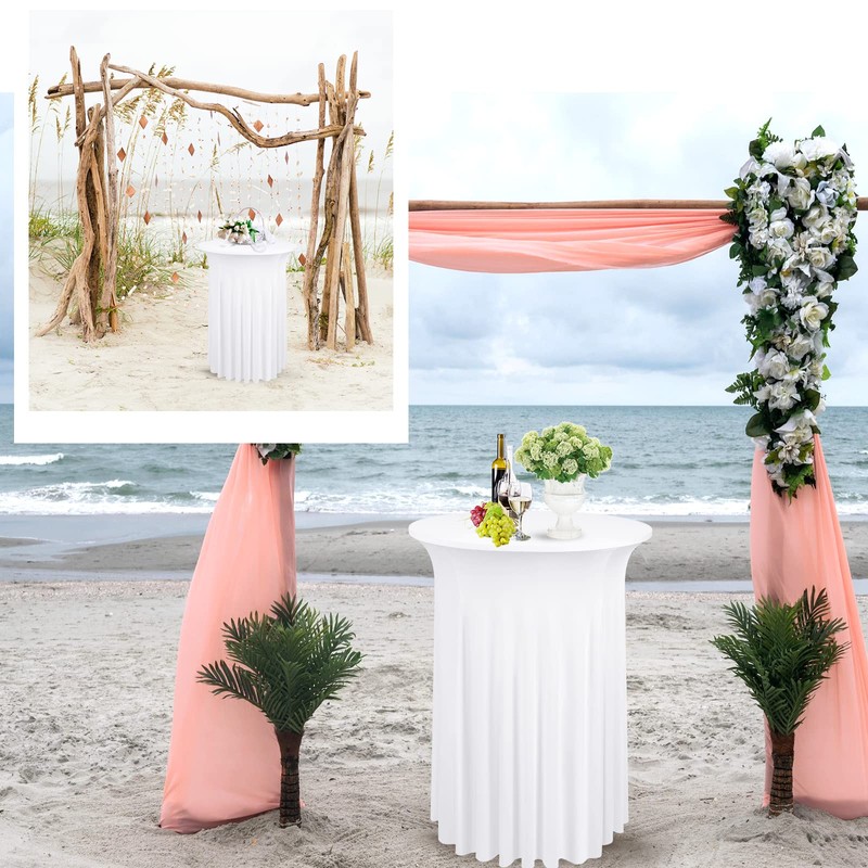 Showgeous 4 Pack Round Cocktail Tablecloths with Skirt 32"x 43"