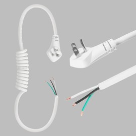 Iron Forge Cable 15 Amp White Replacement Coiled Extension Cord 5 ft - SJEOW Oil Resistant & Flat Plug 3 Prong, 12 Gauge Coiled Cord for Outdoor & Indoor