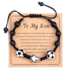 Anpredo Football Accessories Cross Bracelets for Teen - Catholic Confirmation Graduation Gift from Mom to Son, Adjustable Braided Birthday Prayer Blessing Charm