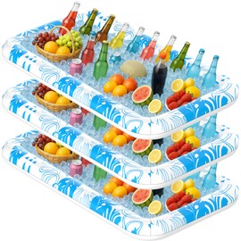 3 Pcs-Ice Buffet Serving Tray Drink Cooler with Drain Plug,Inflatable Ice Serving Buffet Bar Inflatable Cooler for Parties Food