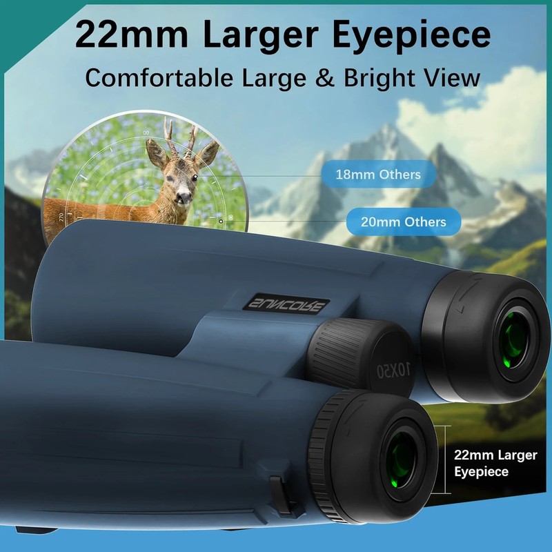 10X50 Blue Binoculars for Hiking Field Exploration Sports HD Clear