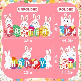 2 PCS Happy Easter Yard Signs Easter Bunny and Egg Lawn Signs with Stakes Large Plastic Bunny Lawn Yard Stakes for Outdoor Garden Lawn Yard Easter Hunt Game Party Props Decorations