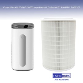 PUREBURG R-M003 Replacement Filter Compatible with RENPHO R-M003 Air Purifier R-M003-F1 R-M003-F2,H13 HEPA Activated Carbon 2-in-1 4-Stage Filtration
