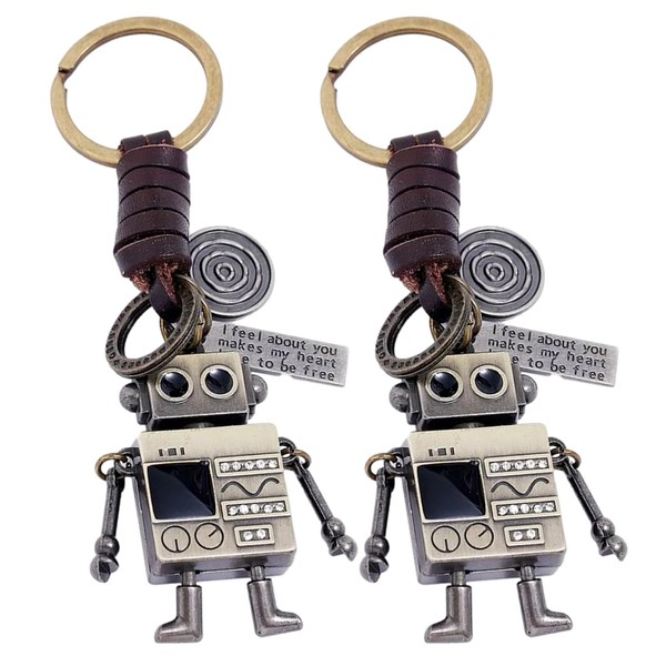 NOELAMOUR Key Chain, Robot, Stylish, Cute, Set of 2, Alloy,