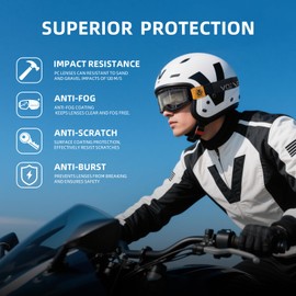 VOZAPOW Dirt Bike Goggles Anti Fog with Clear & Grey Lens, OTG Motocross Goggles for Motorcycle ATV Racing Men Women