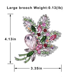 YOQUCOL Big Large Brooch Pin Austrian Crystal Leaf Shape Bouquet Rhinestone Scarf Decoration Wreath Cloth Brooches Pins For Women