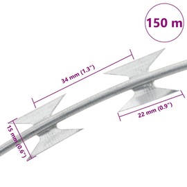 vidaXL BTO-22 Clipped Concertina NATO Razor Wire Galvanized Steel 492.1' Coils