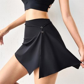 Yoga Skirt Dress Hip Cover Running High Waist Anti-Exposure Temperament Hot Girls Fitness M/Dark Brown 5ea