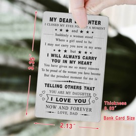 Yobent to Daughter from Dad, Daughter Birthday Card, Graduation Gifts from Dad to Daughter Gifts, Proud of Daughter Metal Wallet Card from Father, Valentines for Our Favorite Daughter from Dad