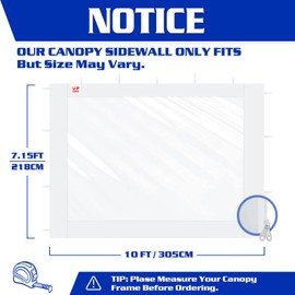 FANPAT 3Pcs Clear Canopy Sidewalls for 10x10 Pop Up Tent, Transparent Window Curtain Cloth, 8 Mil PVC Enclosure Fabric with Zipper and Velcro, Sidewalls Only (White)