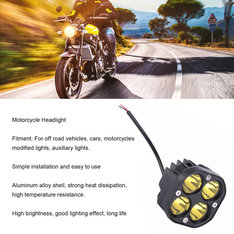 40W Motorcycle Headlight LED Spotlight Yellow Light Waterproof for Off