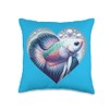 Pearl Gourami Fish Heart Throw Pillow