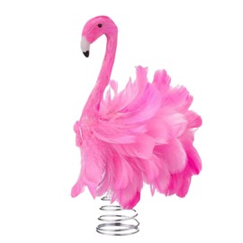 Pink Flamingo Christmas Tree Topper, Flamingo Tree Toppers with Fluffy Artificial Feathers, Christmas Home Holiday Ornament (Pink, 9.8" * 9.1" * 5")