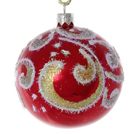 Morning Glory Hand Painted Glass Christmas Ornament (Red, Glossy).