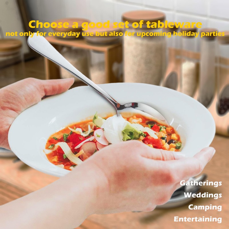 ATB Dinner Spoons, Food Grade Stainless Steel Spoons Silverware for