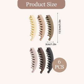 XFSRG Pack of 6 Women's Banana Hair Clips, Large Ponytail Clip, Thick Hair, Banana Clips, Hairdresser Accessories