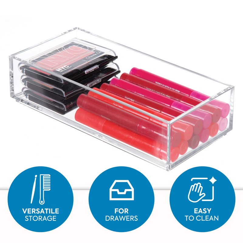 InterDesign iDesign Clarity Plastic Drawer Organizer for Vanity, Countertop, Bathroom,