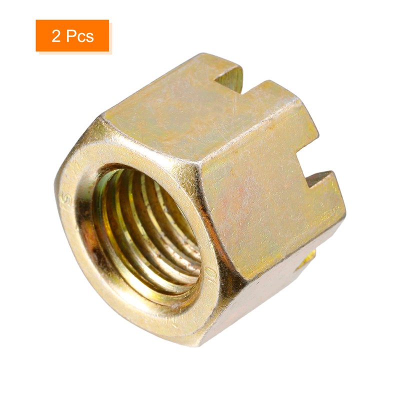 sourcing map 2Pcs M20x2.5mm Hexagon Slotted Nut, Grade 10 Carbon