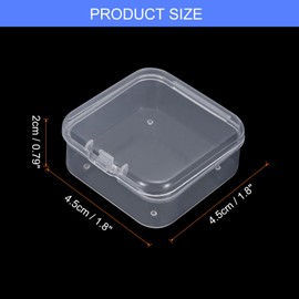 sourcing map 72Pcs Clear Small Plastic Beads Storage Containers with Lids, Square Anti-Oxidation Jewelry Storage Boxes for Small Items Craft, Beads, Ear Studs, Necklaces(1.8×1.77×0.79In)