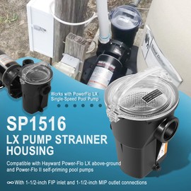 Ussuray for Hayward SP1516 PowerFlo LX Pump Strainer Housing with Lip, Basket and o-Ring, 1-1/2-inch FIP Inlet by 1-1/2-inch MIP Outlet