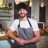 Black Chef Hat Unisex Cap Adjustable Cooking Headgear with Ties,Black