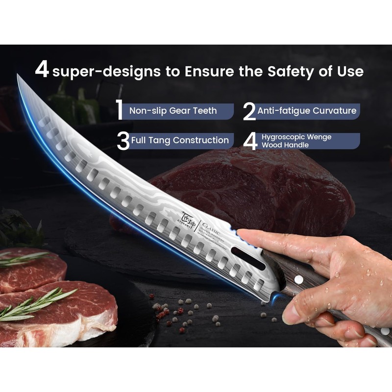 SYOKAMI Butcher Breaking Knife for Meat Cutting, 10.5 Inch Japanese