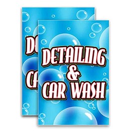 Detailing and Car Wash (24" X 36") Vinyl Decal Only (Pack of 2) |Sign|Sticker|Poster