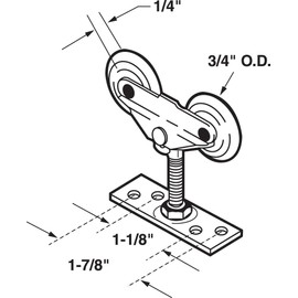 Prime-Line Products N 6527 Prime Line Convex Edge Tandem Assembly, 3/4 in Dia X 1/4 in W, 1 Roller, Plastic, Mill
