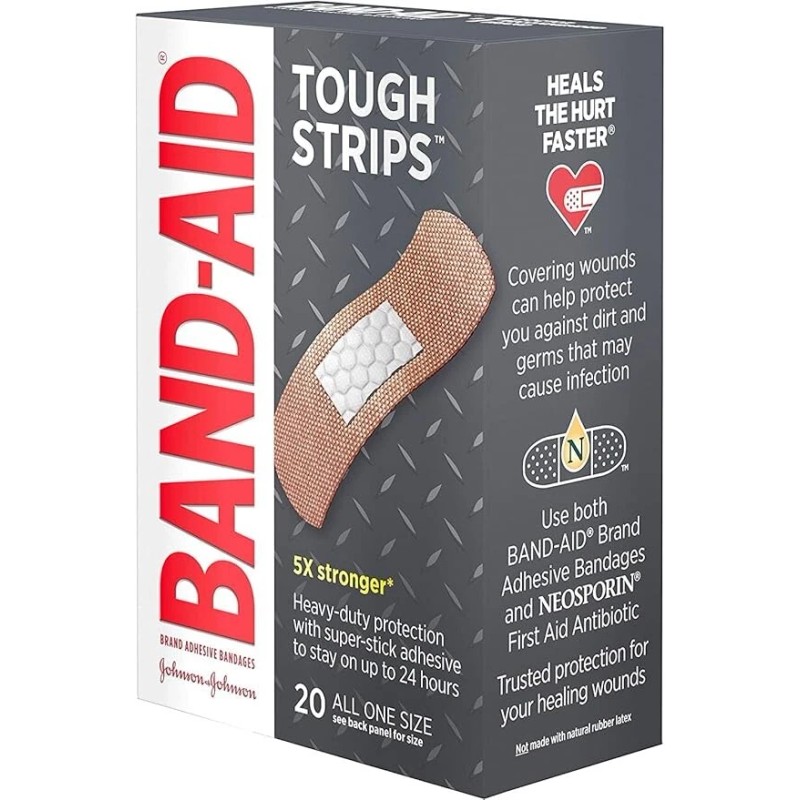 Band-Aid TOUGH-STRIPS 5X Stronger Bandages All One Size 20 CT