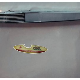 California State Flag Bottle Opener Fridge Magnet Metal Bahamian Longboard Surf Board Design with Shark Bite Opening Feature Souvenir, 4 Inch