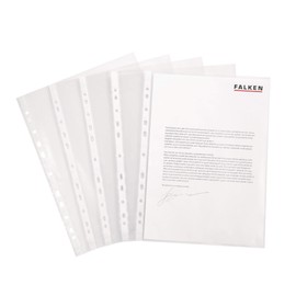 FALKEN Original Falken 10er Pack Standard PP-Kunststoff Prospekthüllen. Für DIN A4 transparent glasklar oben offen Klarsichtfolie Plastikhülle Klarsichthülle ideal für Ordner Ringbücher und Hefter