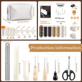 JUPEAN Book Binding Kit, Book Making Kit, Book Binding Punching Guide Set, 11.81”x7.56” Hole Punching Book Press Book Binding Materials with Book Cover Bone Folder Awl Binding Strap for Book DIY