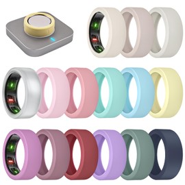 BandRain 15 Pack Ultra-Thin Ring Covers Compatible with Oura Ring Gen 4/3 Cover, Anti-Scratch Silicone Protector Accessories for Women Men
