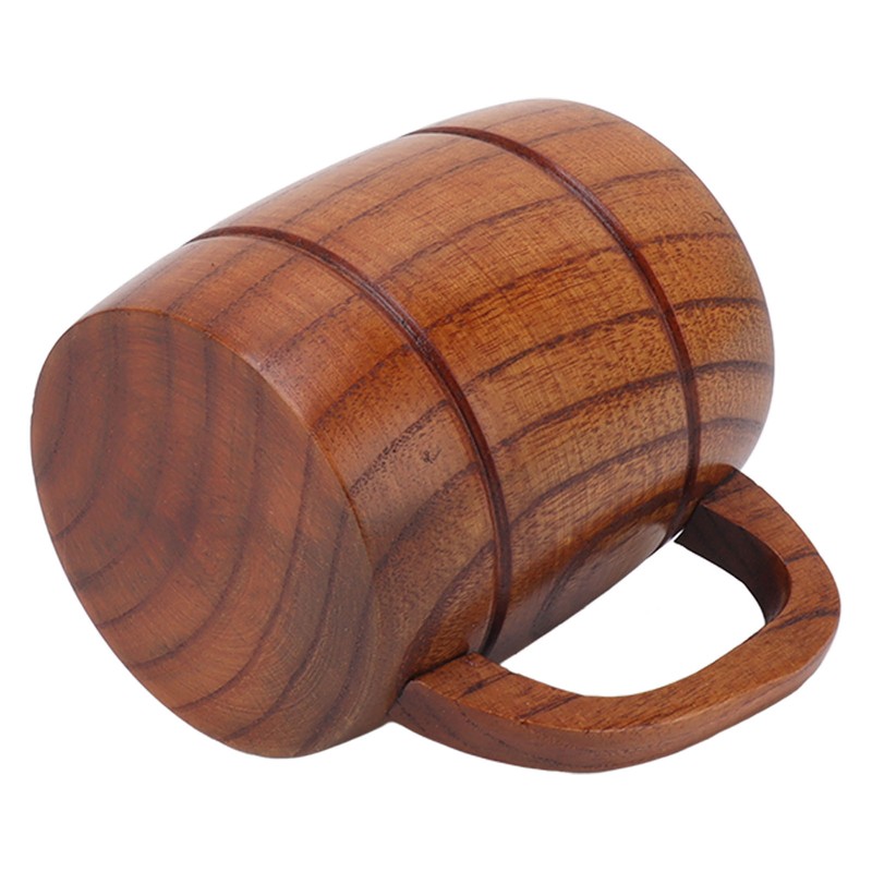 Wooden Beer Mug with Handle 300ml Prevent Scald Carved Drinkware