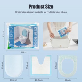 Huazu Disposable Toilet Seat Cover Set, Full Coverage Toilet Covers Kit: Travel Toilet Seat Covers, Lid Covers, Toilet Mats; Toilet Cover Disposable for Hotel,Hospital & Public Toilet (5 Pack)