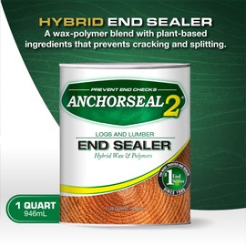 ANCHORSEAL 2 Log & Lumber end Grain Sealer - Prevents up to 90% of end Checks (Drying Splits) on Cut Ends of Wood & Decks. Green Wood Sealer for Turning Blanks & Bowls. (1 Quart)