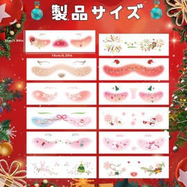 BEAUTY PLAYER Halloween Face Tattoo Sticker, Cute, Full Face Tattoo Sticker, Children, Unisex, Masquerade, Cosplay, Water Transfer, Atmosphere Maker (C2-Christmas)