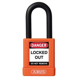 ABUS Orange Lockout Tagout Premium Solid Body Safety Padlock - OSHA Compliant Loto Lock Insulated Against Electric Shock, Keyed Different, 1 Key Per Lock