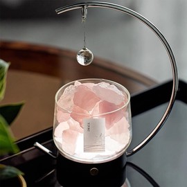 J JINPEI Himalayan Salt Lamp Salt Rock Lamp Night Light with DC Power Cable Crystal Comfort Lighting for SPA Bedrooms Office Outdoor Camping Glacier Pink