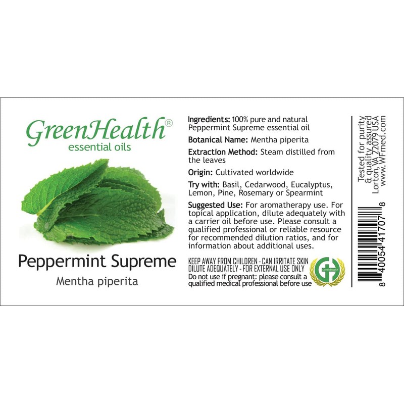 GreenHealth Peppermint Supreme Essential Oil – 5 ml – 100%