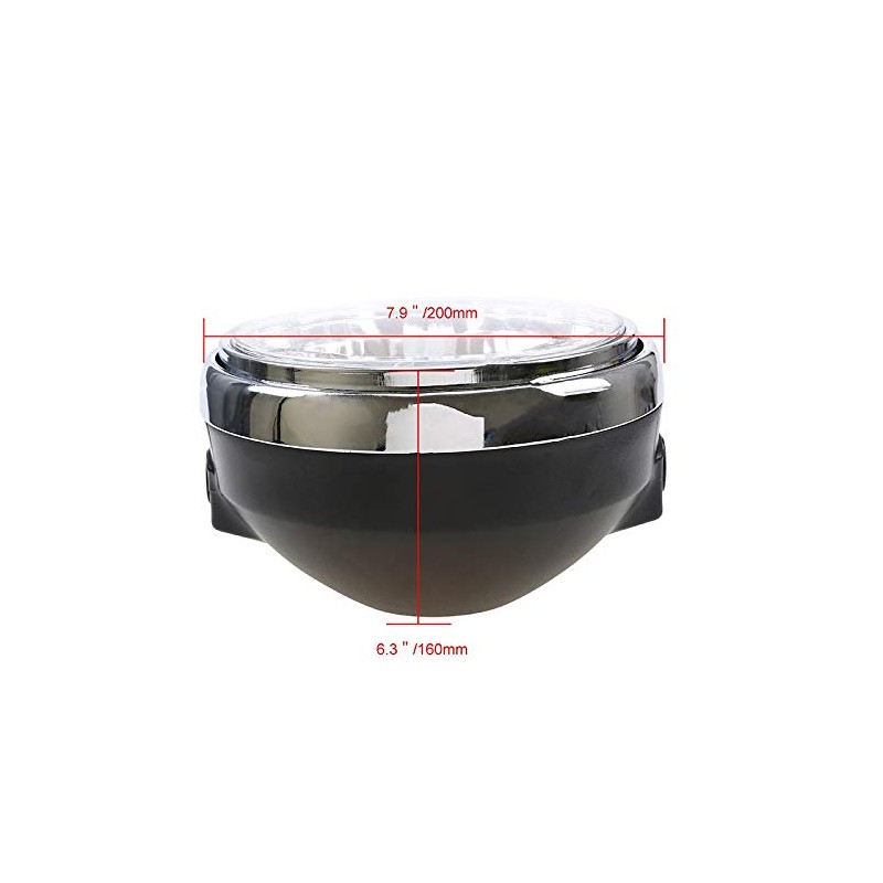 HANSWDEU Custom-Made Front Headlight Motorcycle Universal Black Metal for Cafe