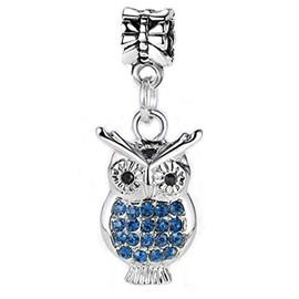 LaBenie Dangle Saphire Blue Crystal Owl Charm